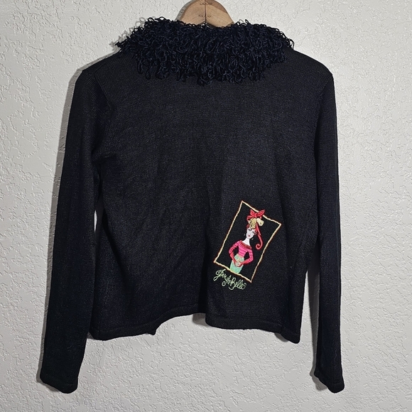 Sharon Young Embroidered Christmas/Holiday Pun Cardigan - Picture 2 of 6